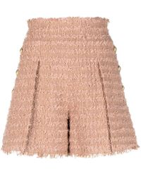 Balmain - Short en tweed à taille haute - Lyst