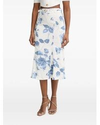 Guess - Ryan Midi-Rok Met Bloemenprint En Ceintuur - Lyst