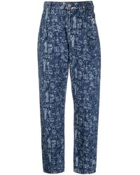 Karl Lagerfeld - Sketch-print Tapered Jeans - Lyst