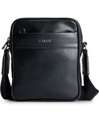 HUGO - Logo-plaque Faux-leather Messenger Bag - Lyst
