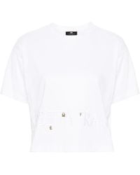 Elisabetta Franchi - Logo-Embroidered Cotton T-Shirt - Lyst