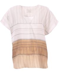 Alysi - Gestreepte Blouse Met V-Hals - Lyst