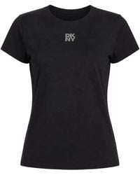 DKNY - Katoenen T-Shirt Met Stras - Lyst