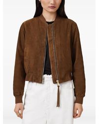 AllSaints - Suede Zip-Front Leather Jacket - Lyst