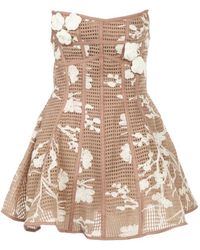 KENZIE KLAMBIE - Floral-Lace Strapless Mini Dress - Lyst