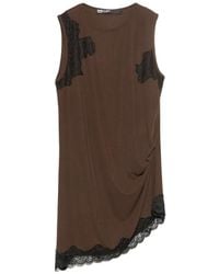 Bimba Y Lola - Chocolate Fluid Ribbed Top With Lace Details - Lyst