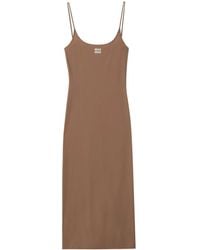 Miu Miu - Logo-Print Jersey Midi Dress - Lyst