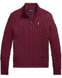 Polo Ralph Lauren - Cable-Knit Quarter-Zip Sweater - Lyst