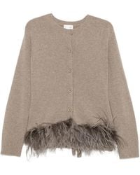 P.A.R.O.S.H. - Cardigan Lestat Bordé De Plumes À Détail Nœud Au Dos - Lyst