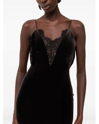 Nissa - Lace-Insert Velvet Maxi Dress - Lyst
