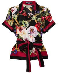 Dolce & Gabbana - Chemise ceinturée en soie à fleurs - Lyst