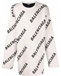 Balenciaga - Allover Logo Crew-neck Jumper - Lyst