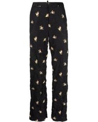 DSquared² - Creased Floral-Print Trousers - Lyst