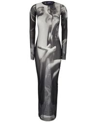 Jean Paul Gaultier - Sheer Artistic Print Body-Hugging Dress - Lyst