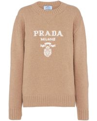 Prada - Crew-neck Logo Intarsia Knit Jumper - Lyst