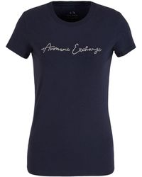 Armani Exchange - Rhinestone-embellished Crew-neck T-shirt - Lyst