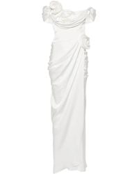 Ana Radu - Floral-Appliqué Draped Gown - Lyst