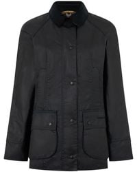 Barbour - Beadnell Waxed Corduroy-Collar Jacket - Lyst