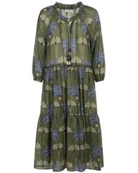 Anjuna - Caterina Palm-Print Tiered Dress - Lyst
