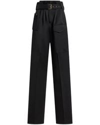 Etro - Straight-Leg Wool Trousers With Pockets And Belt - Lyst