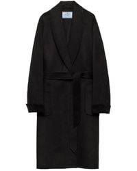 Prada - ショールラペル ベルテッドコート - Lyst