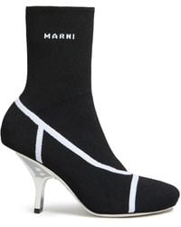 Marni - Logo Intarsia-Knit Ankle Boots - Lyst