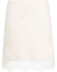 Chloé - Ribbed-knit Lace-trim Miniskirt - Lyst