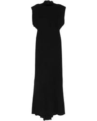 Mugler - Padded-Shoulder High-Neck Maxi Dress - Lyst