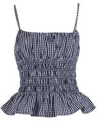 MICHAEL Michael Kors - Gingham-Pattern Smocked Top - Lyst