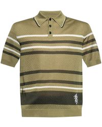 Amiri - Striped Pointelle-knit Polo Shirt - Lyst