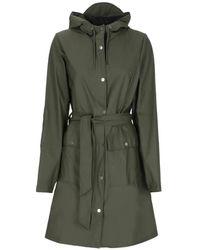 Rains - Curve Hooded Belted Coat - Lyst
