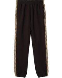 Burberry - Cotton Check-Stripe Slim Sweatpants - Lyst
