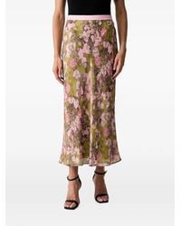 Joop! - Floral-Print Logo-Waistband Flared Midi Skirt - Lyst