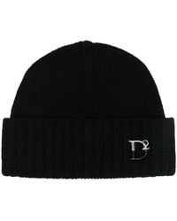 DSquared² - Monogram-Plaque Knitted Beanie - Lyst