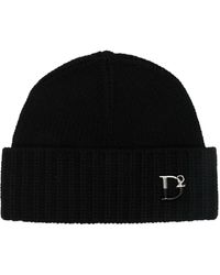 DSquared² - Monogram-Plaque Knitted Beanie - Lyst