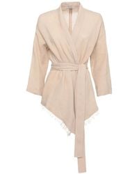 Antonelli - Katia Belted Fringe-Trim Jacket - Lyst