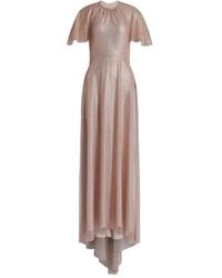 Alberta Ferretti - Vestido largo de manga con volantes - Lyst