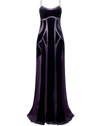 Alberta Ferretti - Velvet Panelled Maxi Dress - Lyst