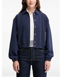 Benetton - Button-Up Cropped Bomber Jacket - Lyst