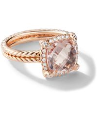 David Yurman - Anello Chatelaine in oro rosa 18kt con morganite e diamanti - Lyst