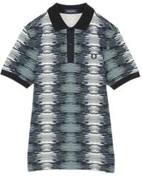 Fred Perry - Logo-Embroidered Soundwave-Print Polo Shirt - Lyst