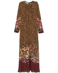 Etro - Leopard-Print Floral-Border Maxi Dress - Lyst