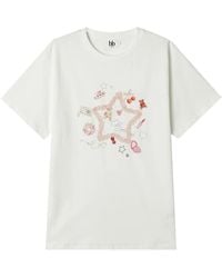 B+ AB - Graphic-Print Bouclé-Trim T-Shirt - Lyst