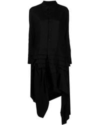 Yohji Yamamoto - Asymmetric Ruffled Midi Shirtdress - Lyst