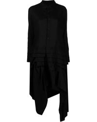 Yohji Yamamoto - Robe Mi-Longue Asymétrique À Volants - Lyst