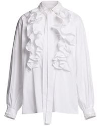Elie Saab - Popeline-Hemd mit Rüschen - Lyst