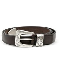 Eraldo - Engraved-Buckle Leather Belt - Lyst