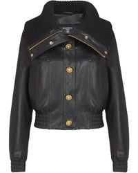 Balmain - Geknöpfte Jacke Mit Strickkragen - Lyst