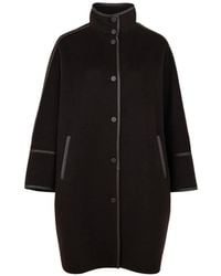 Yves Salomon - Leather-Trim Oversized Coat - Lyst