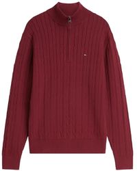 Tommy Hilfiger - Cable Knit Quarter Zip Jumper - Lyst